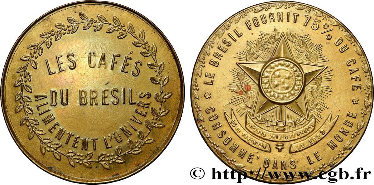 BRÉSIL Médaille, Les cafés du Brésil TTB+