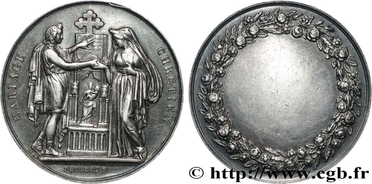 AMOUR ET MARIAGE Médaille, Mariage chrétien TTB