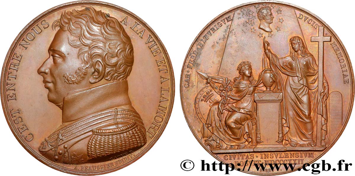 LOUIS XVIII Médaille pour le monument à la mémoire du duc de Berry AU