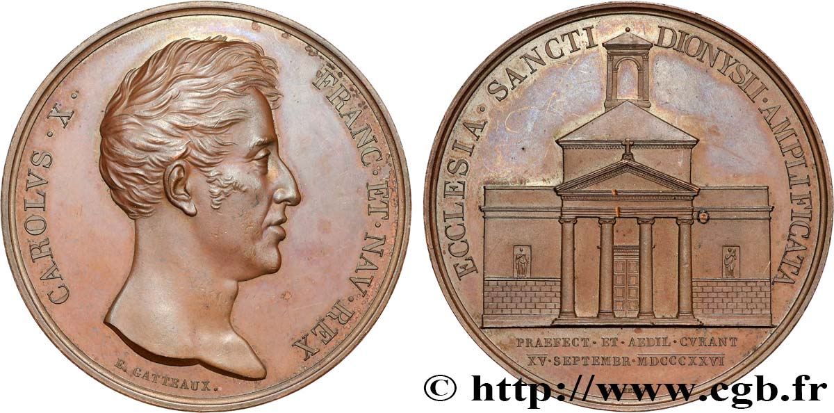 CARLOS X Médaille, Pose de la première pierre de Saint-Denys du Saint-Sacrement EBC+