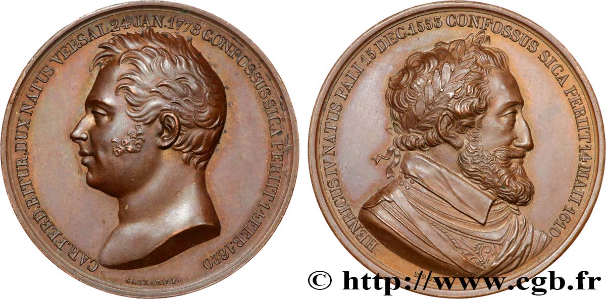 LUIGI XVIII Médaille, Mort du Duc de Berry SPL