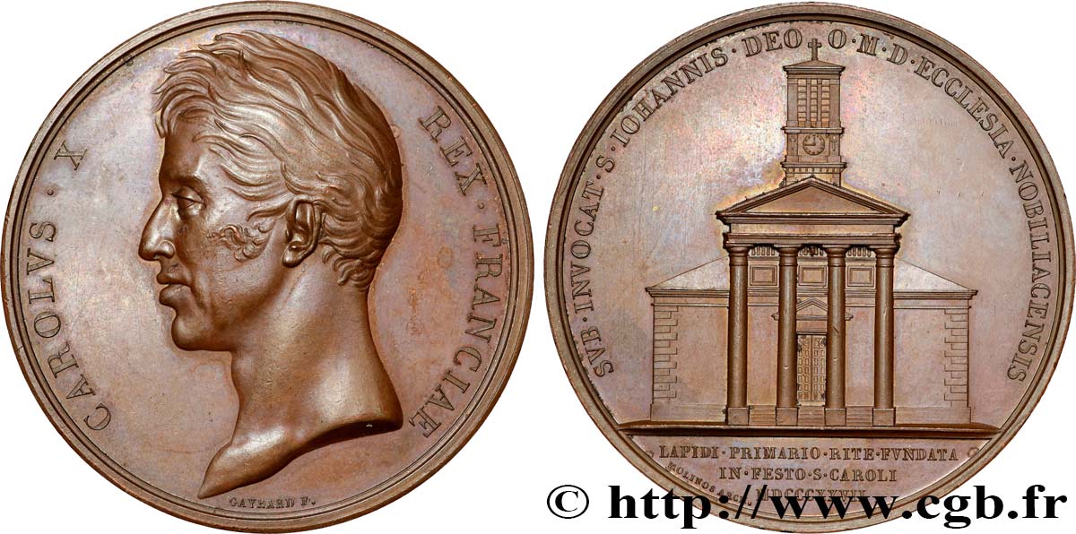 CARLOS X Médaille, Pose de la première pierre de l’église de Neuilly EBC