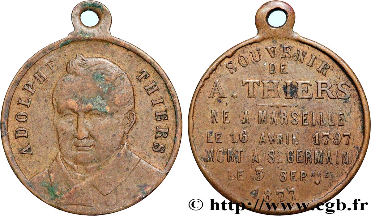 TROISIÈME RÉPUBLIQUE Médaillette, Adolphe Thiers TTB