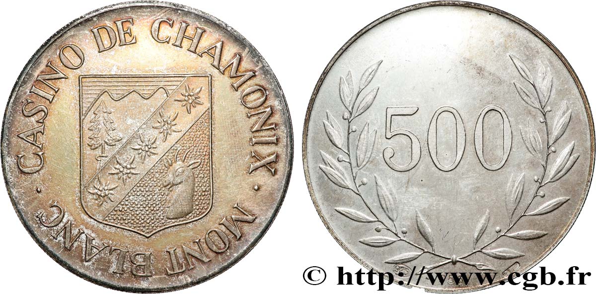 CASINOS ET JEUX Médaille, Casino Chamonix-Mont Blanc, 500 SUP