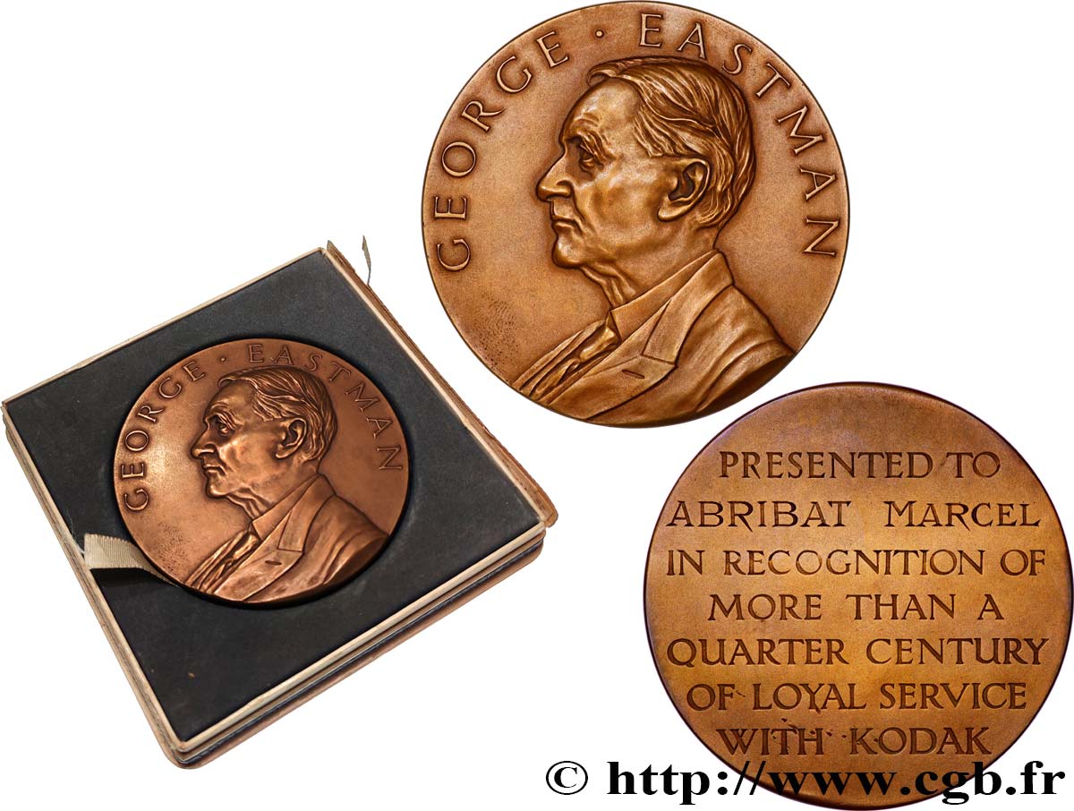 ART, PAINTING AND SCULPTURE Médaille, George Eastman, Reconnaissance à Marcel Abribat AU