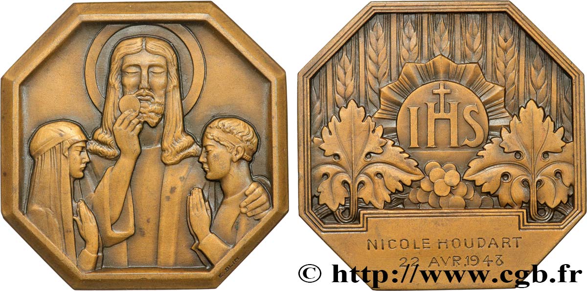 MÉDAILLES RELIGIEUSES Médaille, IHS, La communion SUP
