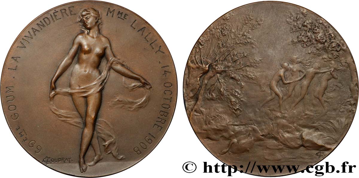 III REPUBLIC Médaille, la Danseuse par Lucien Coudray AU/AU