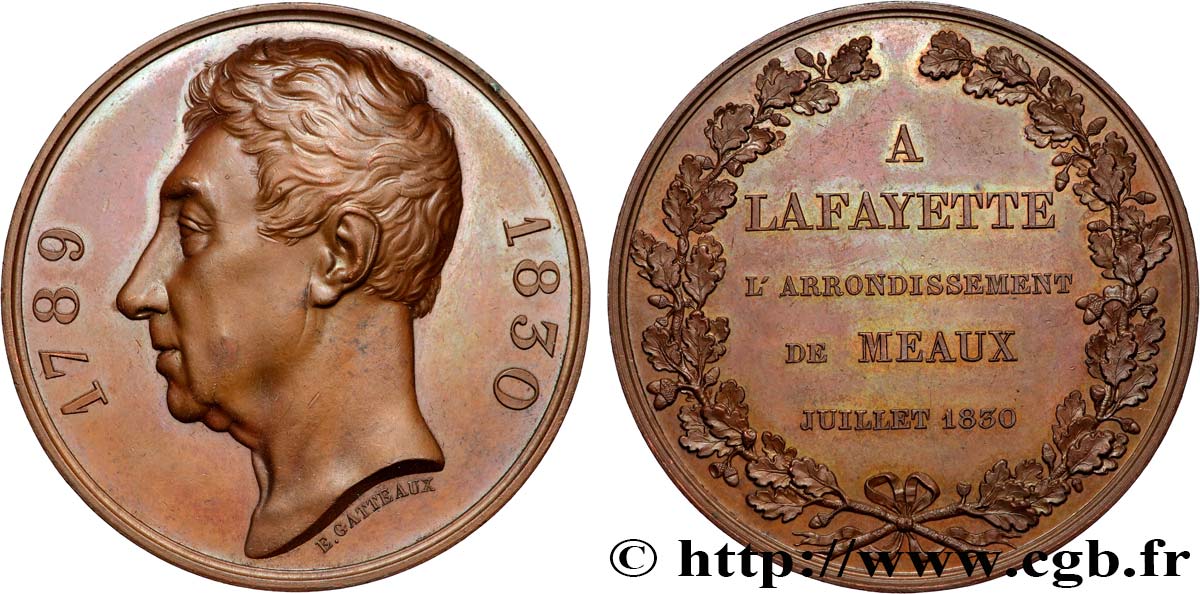 LAFAYETTE (MARIE-JOSEPH-PAUL-ROCH-YVES-GILBERT MOTIER, MARQUIS DE) Médaille, Ville de Meaux pour Lafayette VZ+/fST