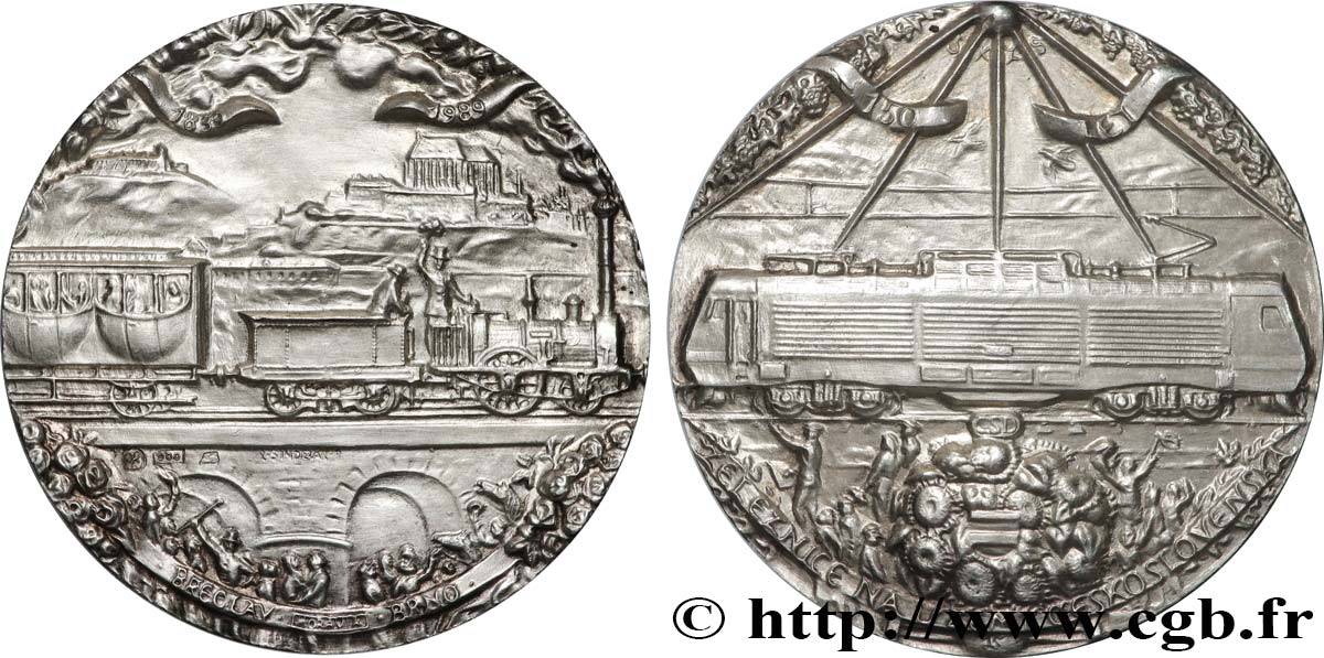 CZECHOSLOVAKIA Médaille, 150e anniversaire du chemin de fer AU