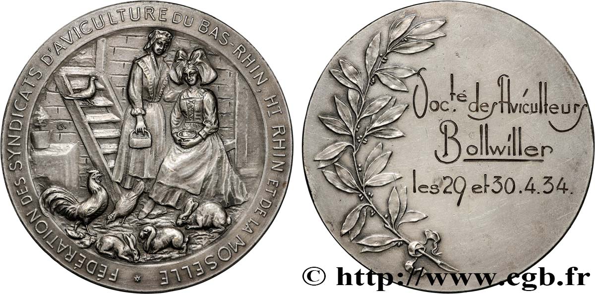 TROISIÈME RÉPUBLIQUE Médaille, Société des aviculteurs TTB+