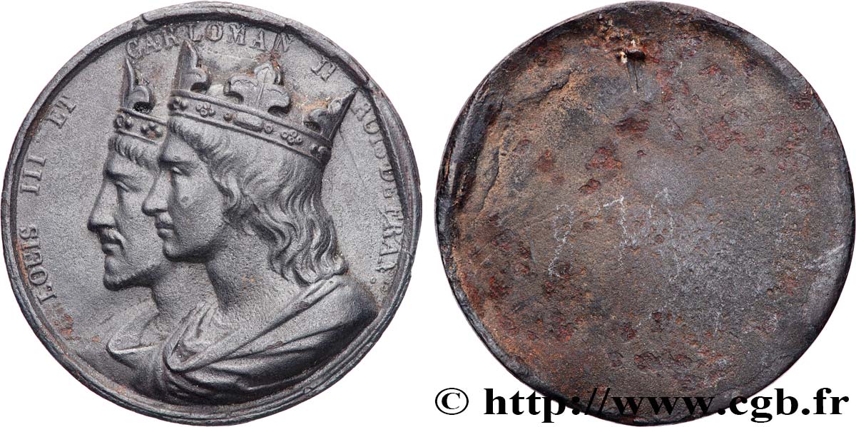 LUIS FELIPE I Médaille, Louis III et Carloman II, tirage uniface MBC