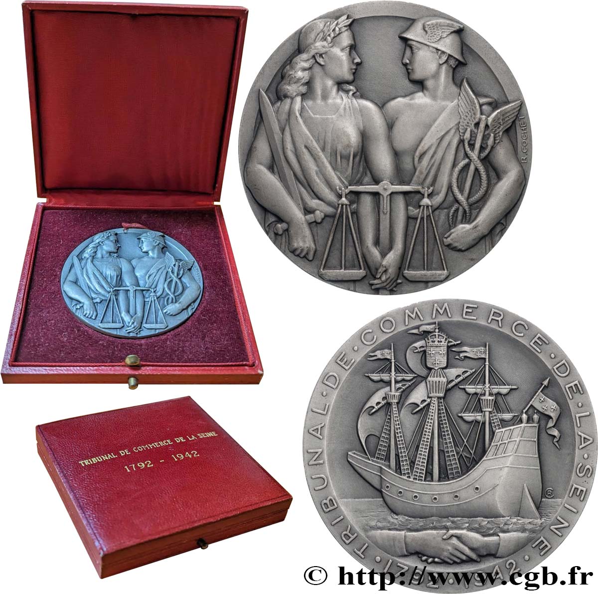 QUARTA REPUBBLICA FRANCESE Médaille, 160e anniversaire du tribunal de commerce de la Seine SPL+