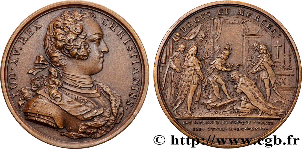 LOUIS XV DIT LE BIEN AIMÉ Médaille, Promotion de chevaliers de l’Ordre du Saint-Esprit, refrappe SUP