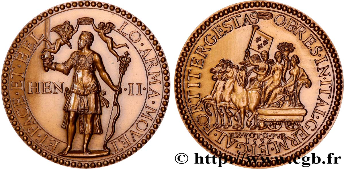 HENRY II Médaille, Conquêtes de Henri II, refrappe MS