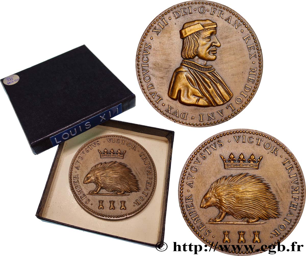 LOUIS XII  Médaille, Porc-épic, refrappe AU
