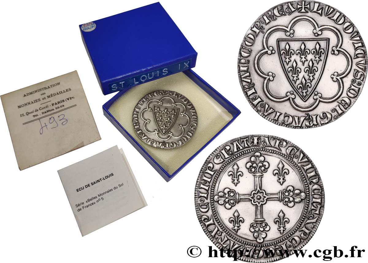 LOUIS IX DIT  SAINT LOUIS  Médaille, Écu d’or de Saint Louis, reproduction, n°493 SUP