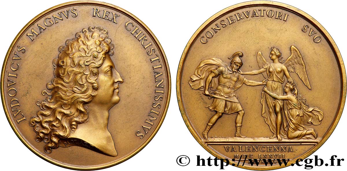 LOUIS XIV LE GRAND OU LE ROI SOLEIL Médaille, Prise de Valenciennes, refrappe TTB+