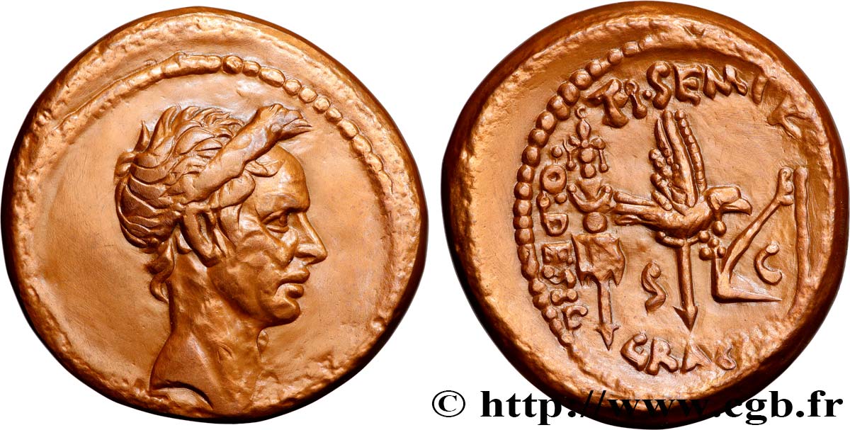 JULIUS CAESAR Médaille, Reproduction du denier de Jules César, n°374 AU