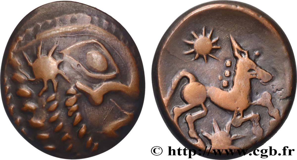 GALLIA - BELGICA - BELLOVACI (Regione di Beauvais) Médaille, Reproduction d’un Statère d or à l astre, cheval à droite, n°176176 SPL