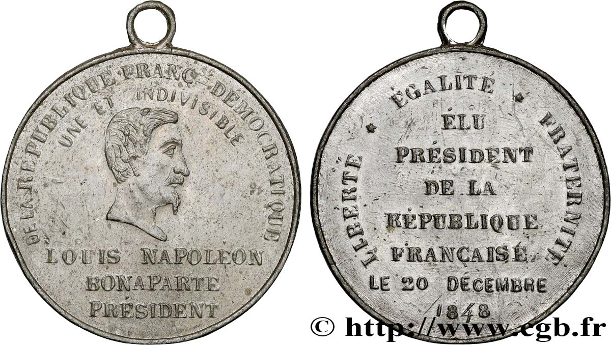 DEUXIÈME RÉPUBLIQUE Médaille, Élection du président Louis Napoléon Bonaparte fVZ