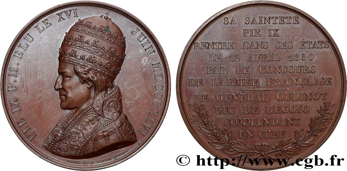 VATICAN - PIUS IX (Giovanni Maria Mastai Ferretti) Médaille, Retour de Pie IX dans ses États AU