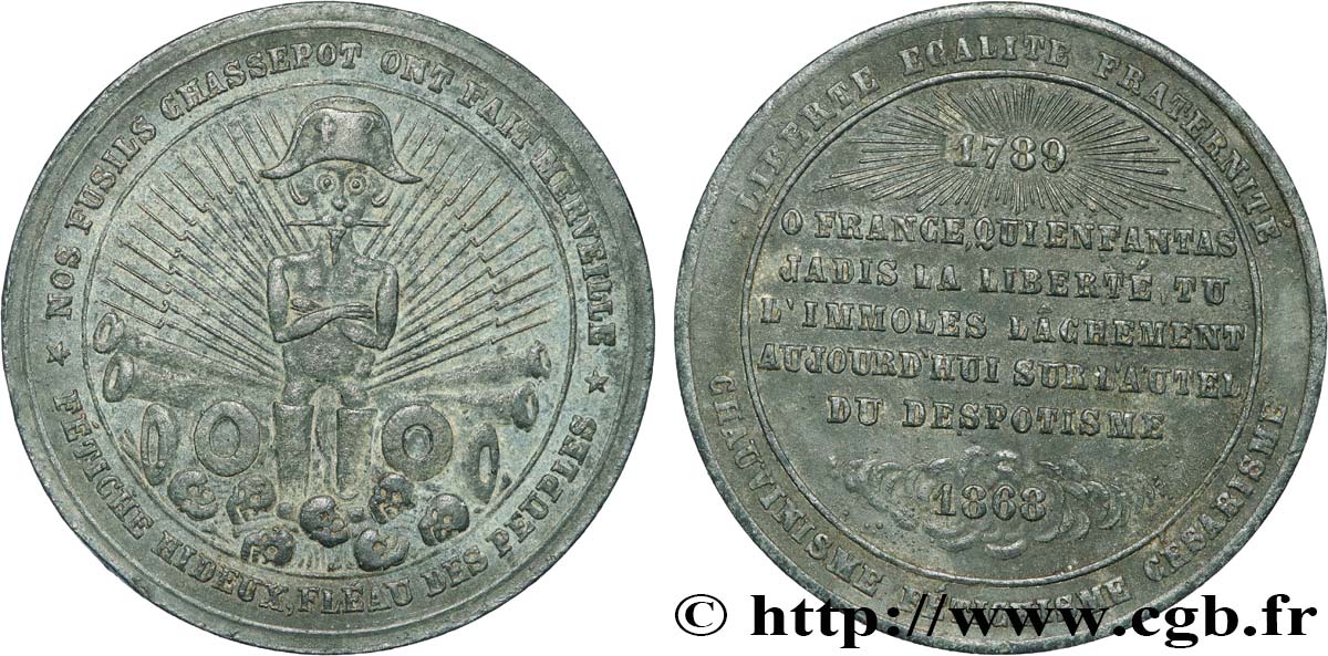 SATIRICAL COINS - 1870 WAR AND BATTLE OF SEDAN Médaille satirique VF
