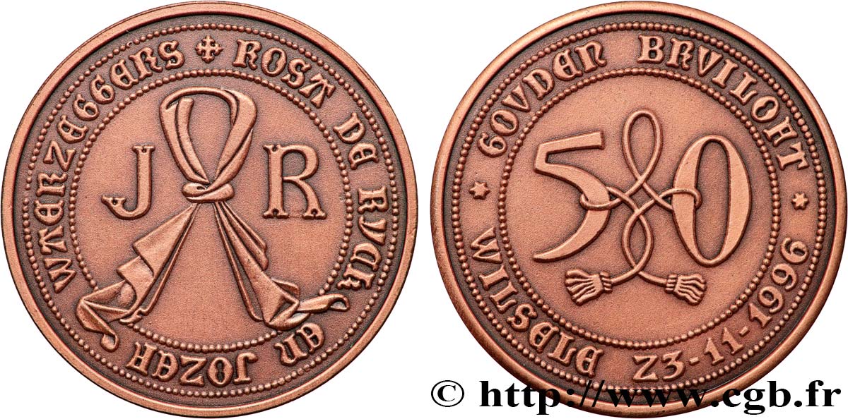 BÉLGICA Médaille, Noces d’or de Joseph Waerzeggers et de Rosa (née de Ryck) EBC