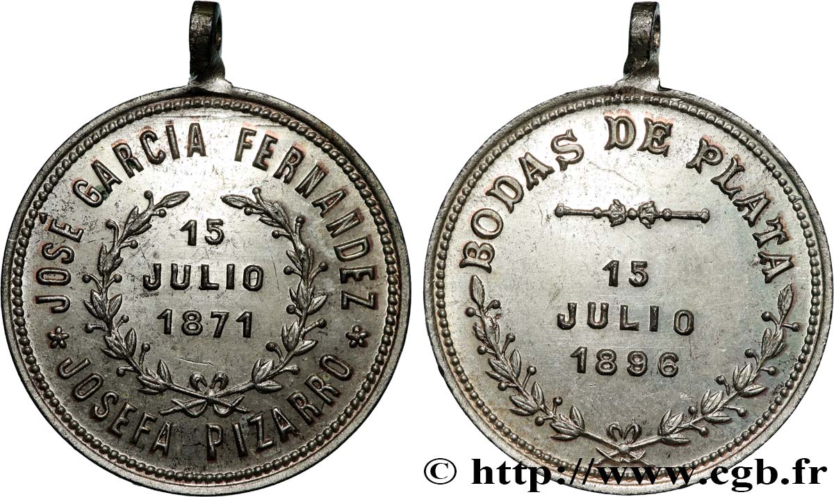 ARGENTINA Médaille, Noces d’argent SPL
