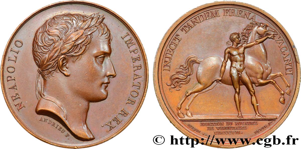 PRIMER IMPERIO Médaille, Érection du Royaume de Westphalie MBC+