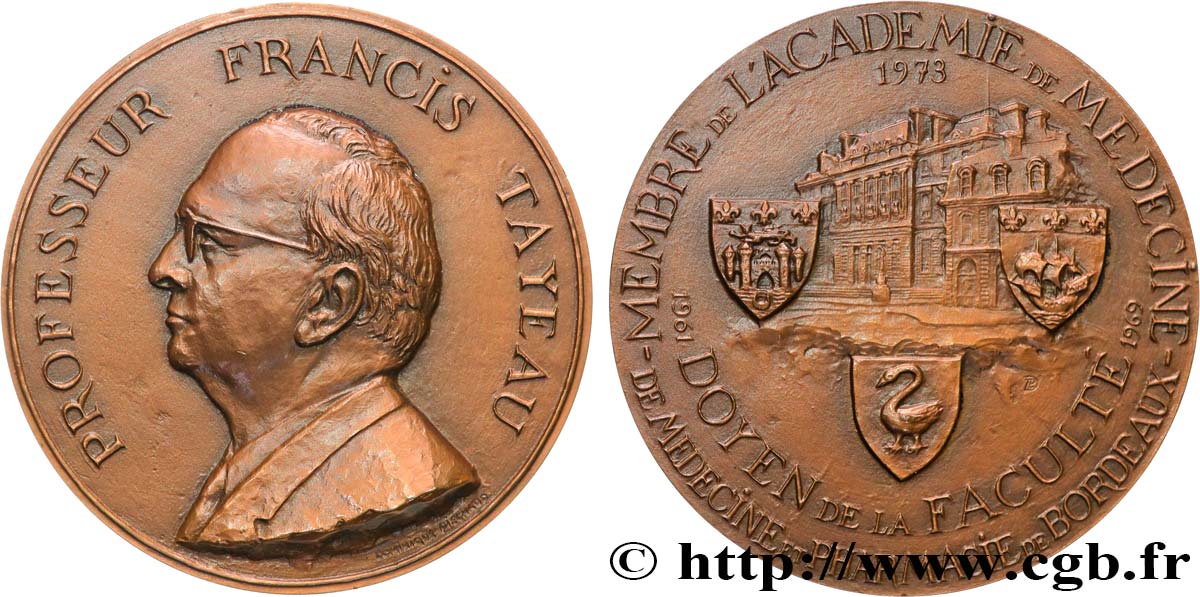 QUINTA REPUBLICA FRANCESA Médaille, Professeur Francis Tayeau EBC