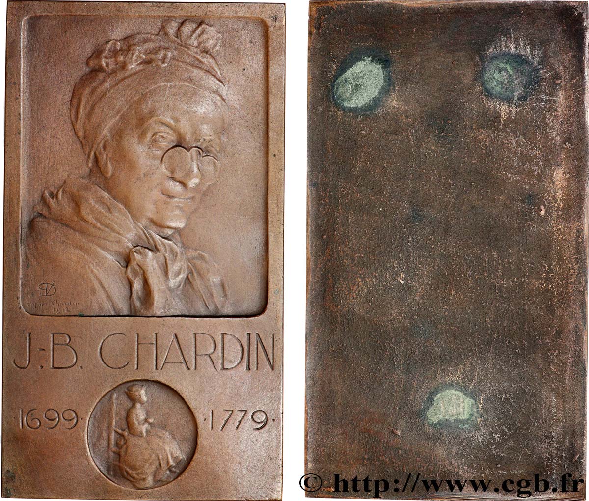 III REPUBLIC Plaque, Jean-Baptiste Siméon Chardin AU