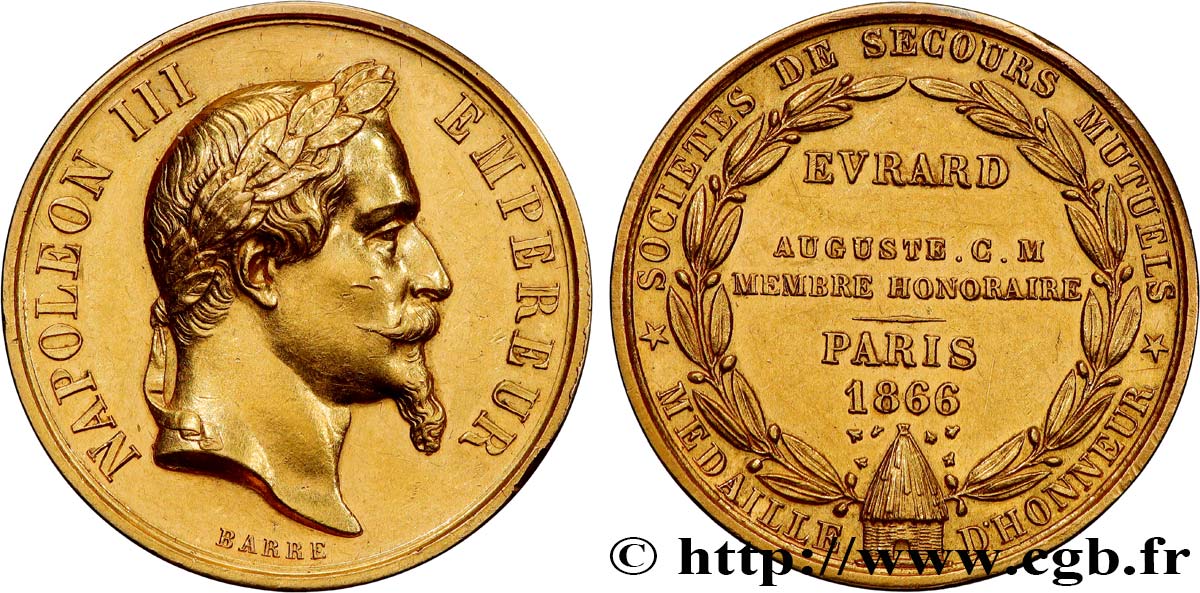 SECOND EMPIRE Médaille d’honneur, Société de Secours Mutuels AU