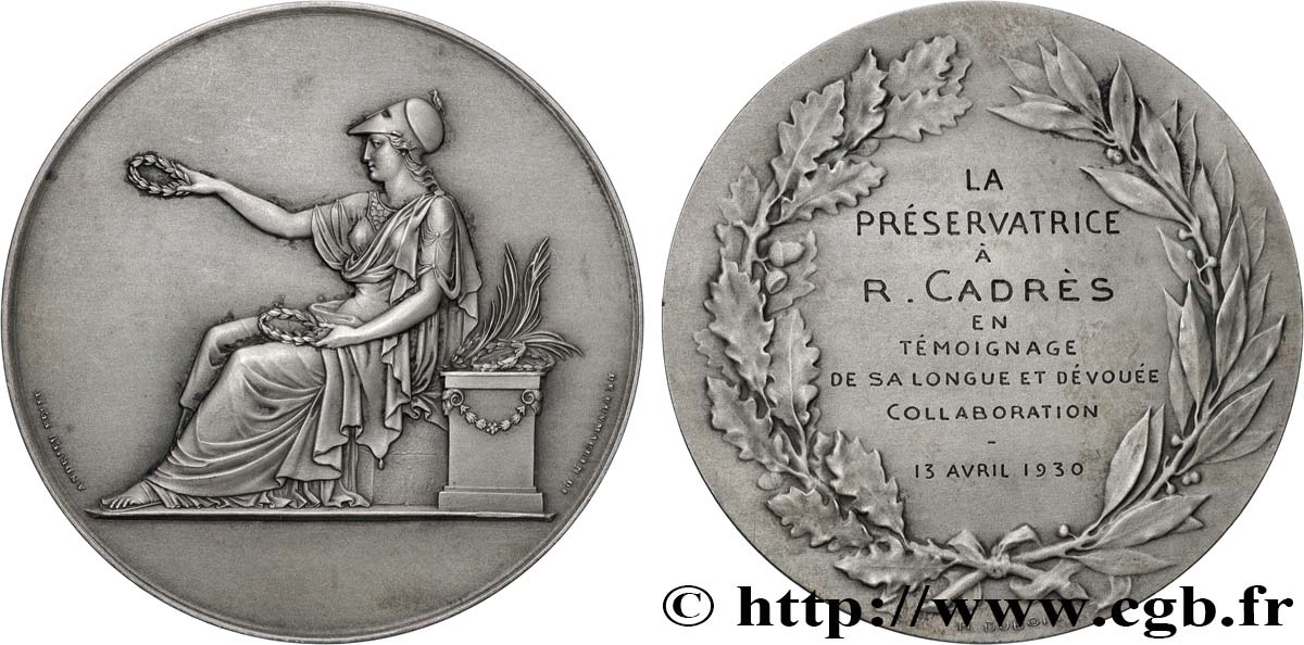 III REPUBLIC Médaille de récompense, La préservatrice AU