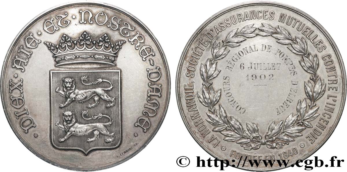 III REPUBLIC Médaille, La Normandie, Concours régional de pompes d’Elbeuf AU