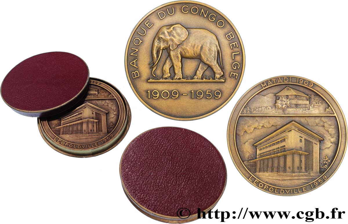 CONGO BELGE Médaille, Banque du Congo Belge SUP