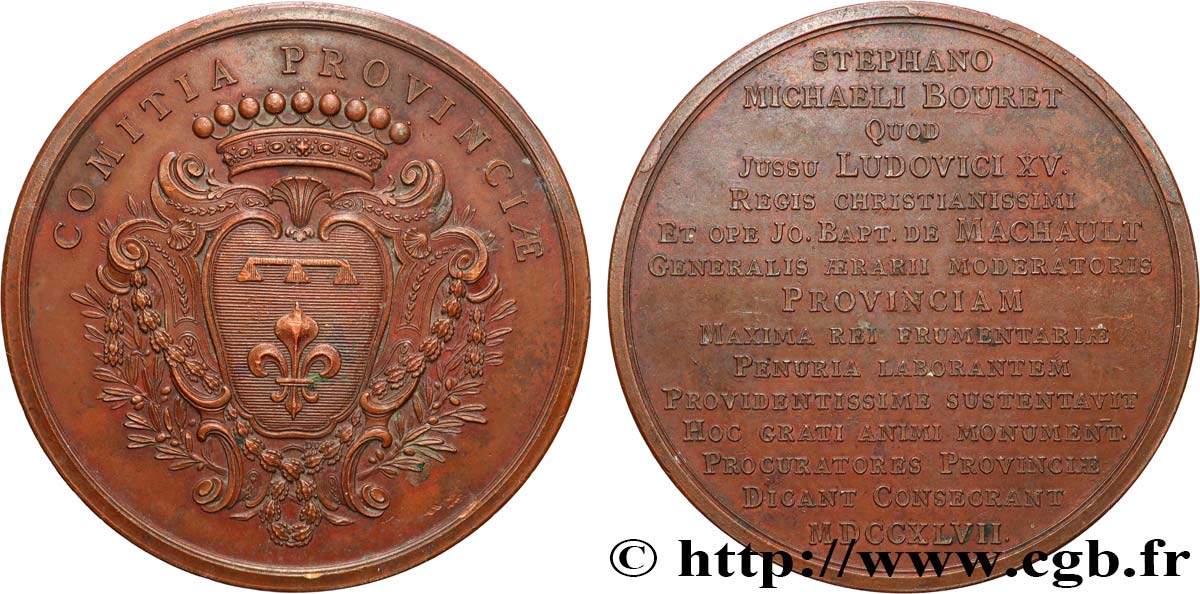 LOUIS XV THE BELOVED Médaille de reconnaissance, Comitia provinciae XF