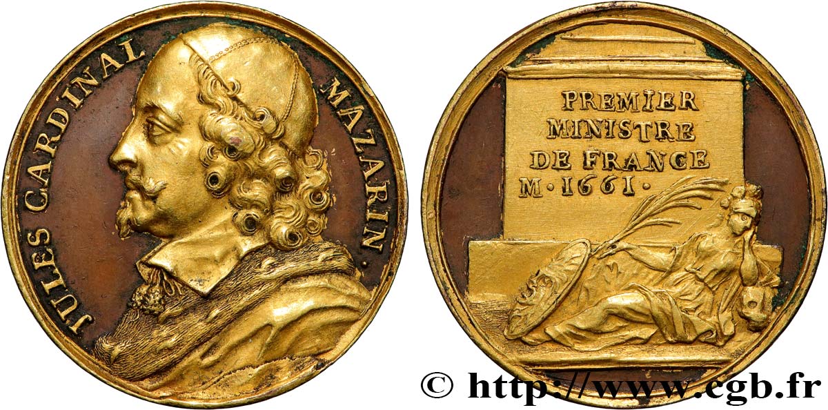 LOUIS XIV LE GRAND OU LE ROI SOLEIL Médaille, Jules, Cardinal Mazarin TTB+