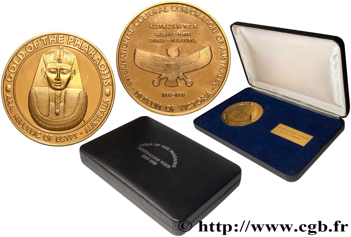 AUSTRALIA Coffret, Médaille, Egyptian tour, Gold of the pharaohs AU