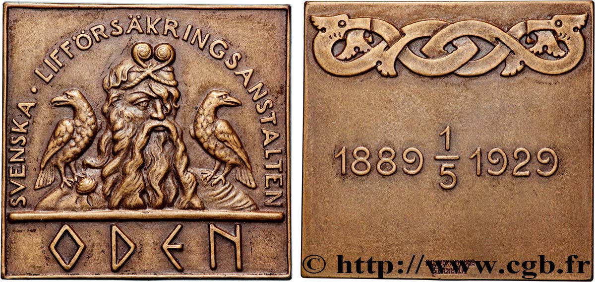 SUÈDE Médaille, 40e anniversaire de l’Assurance-vie suédoise, Odin AU