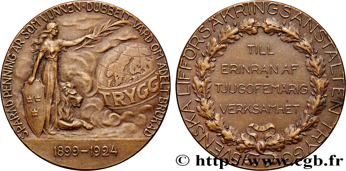 ASSURANCES Médaille, 25e anniversaire de Trygg TTB+