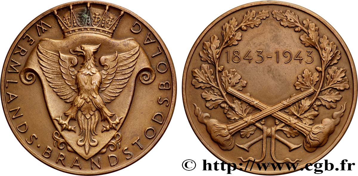 ASSURANCES Médaille, Centenaire de la Wermalnds Brandstodsbolag TTB+