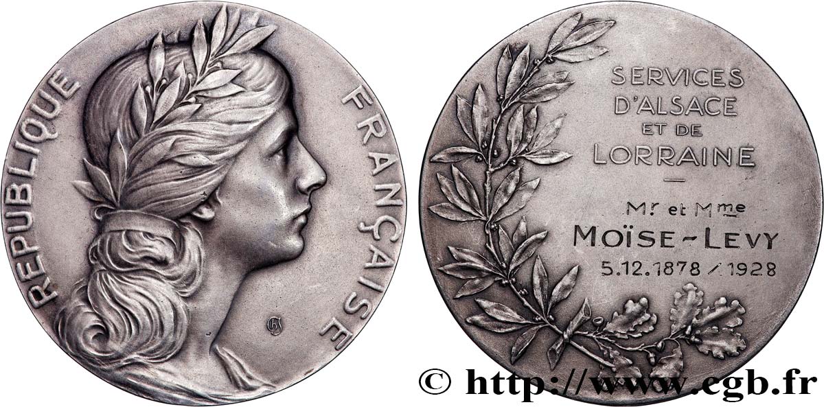 III REPUBLIC Médaille, Services d’Alsace et de Lorraine AU