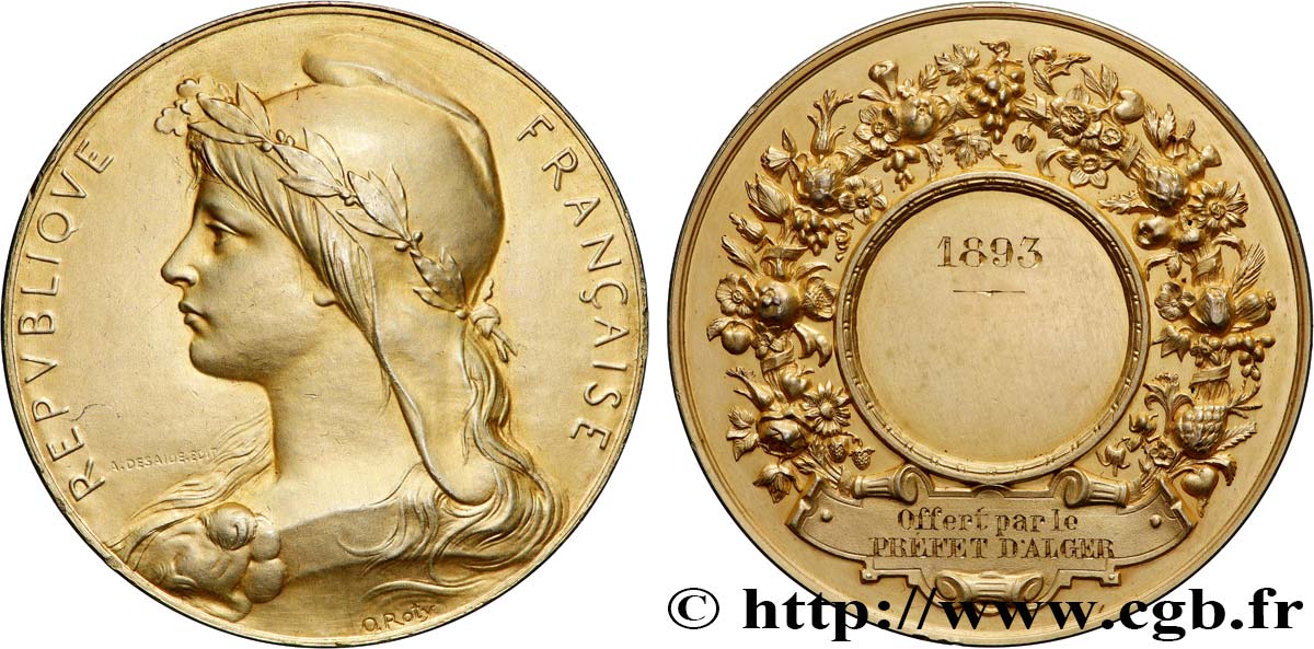 ALGÉRIE - TROISIÈME RÉPUBLIQUE Médaille, Offerte par le Préfet d’Alger SPL