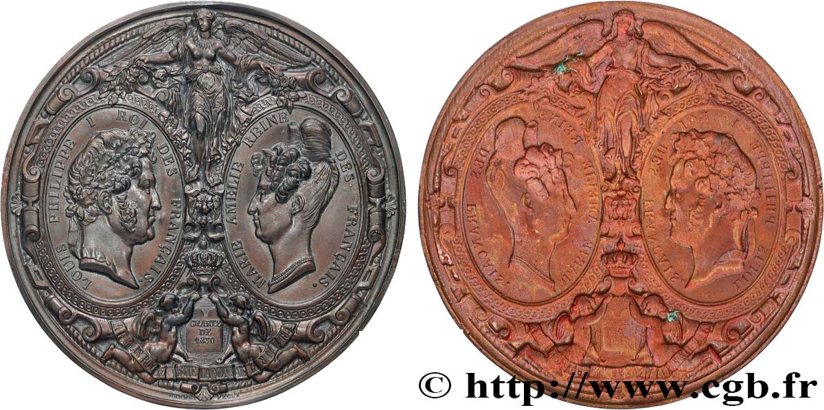 LUDWIG PHILIPP I Médaille dynastique pour la visite de la Monnaie, tirage uniface de l’avers VZ