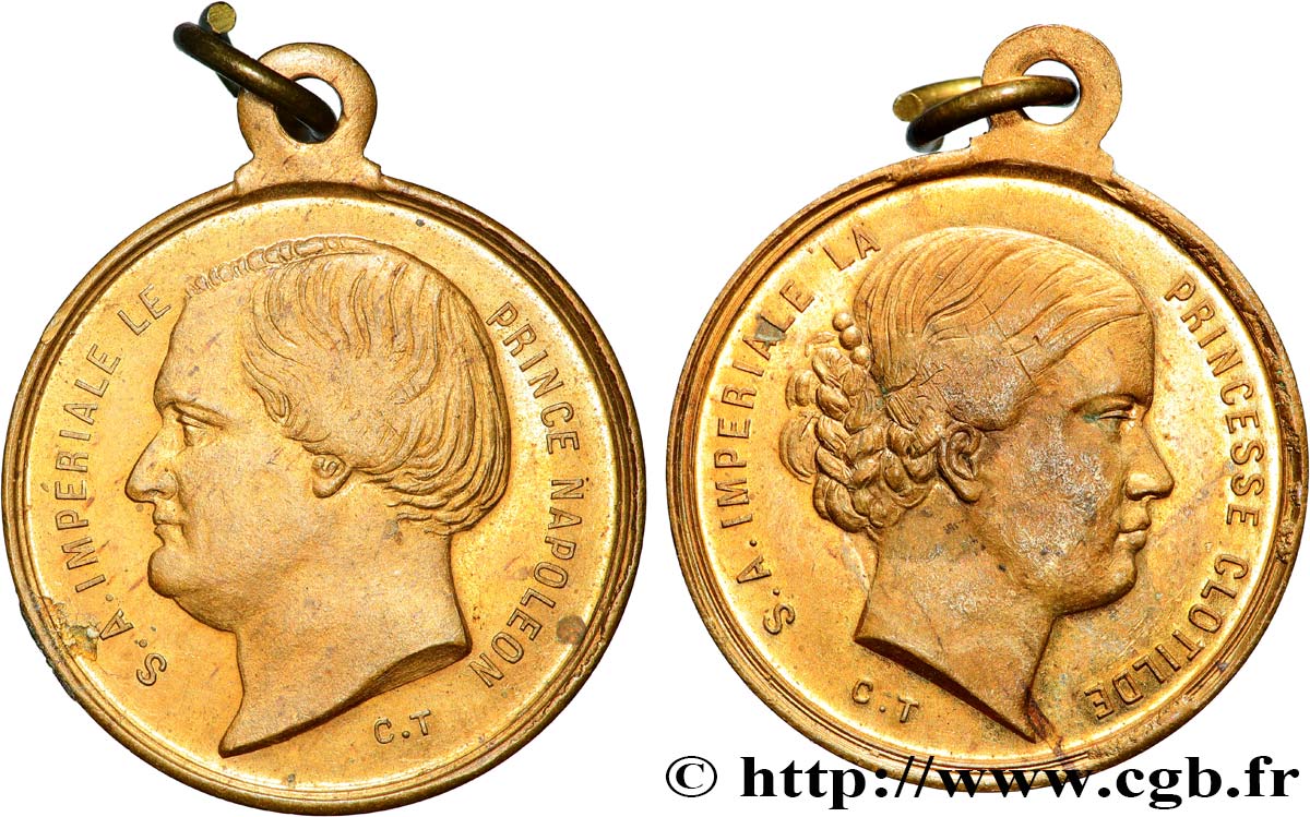 SECOND EMPIRE Médaille, Jérôme Napoléon et Clotilde de Savoie TTB