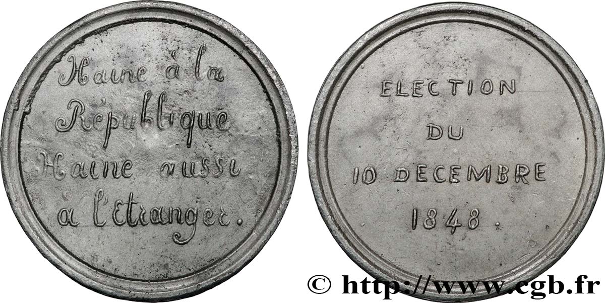 DEUXIÈME RÉPUBLIQUE Médaille, Élection du 10 décembre BB