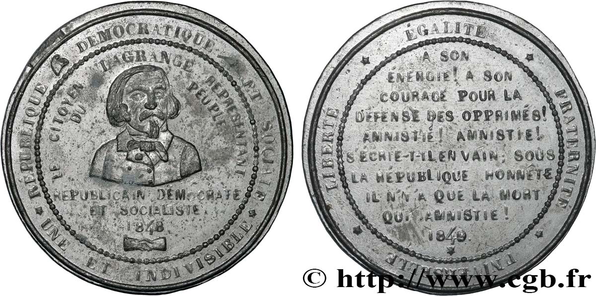 SECOND REPUBLIC Médaille, Citoyen Lagrange, représentant du peuple XF/AU