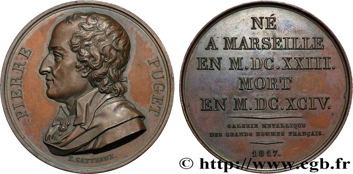 METALLIC GALLERY OF THE GREAT MEN FRENCH Médaille, Pierre Puget AU