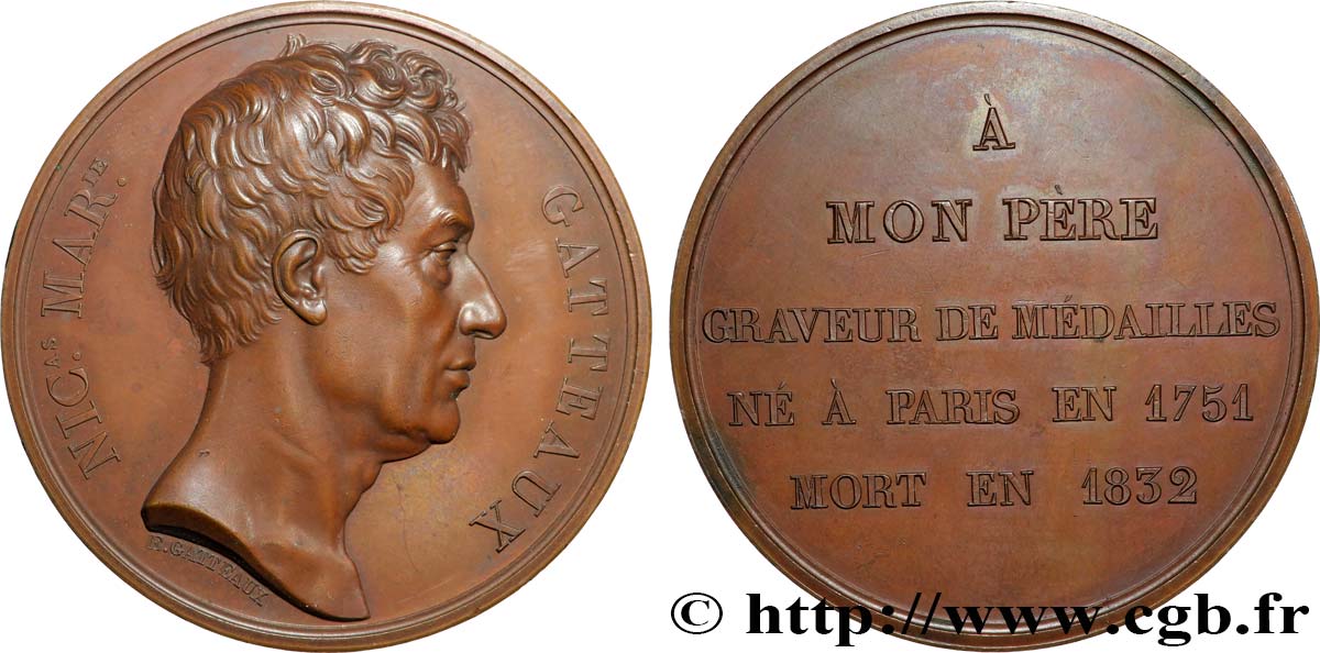 LUIGI FILIPPO I Médaille, A mon père, Nicolas Marie Gatteaux SPL