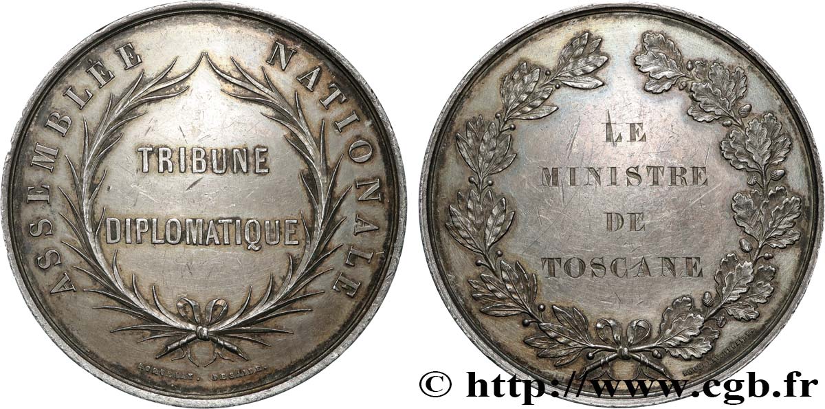 DEUXIÈME RÉPUBLIQUE Médaille, Assemblée nationale, Tribune diplomatique TTB